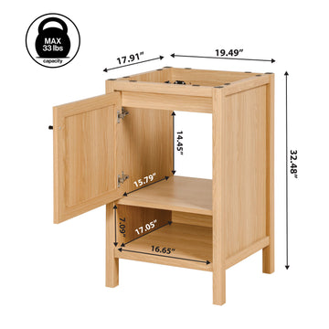 Jasper Rattan Modern Coastal 2-Shelf Bath Vanity Cabinet Only (Sink Basin Not Included) - JONATHAN Y